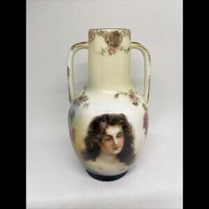 ROSENTHAL Art Nouveau Jugendstil PINK ROSE Antique Porcelain HANDLE AMPHORA VASE